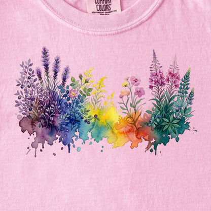 Watercolor Acadia Wildflowers Kids Cotton T-Shirt