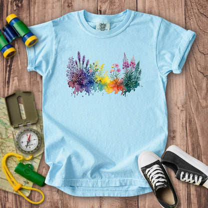 Watercolor Acadia Wildflowers Kids Cotton T-Shirt