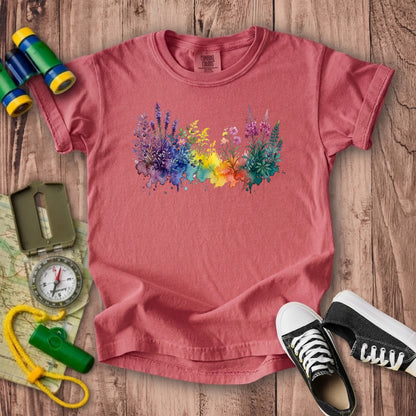 Watercolor Acadia Wildflowers Kids Cotton T-Shirt