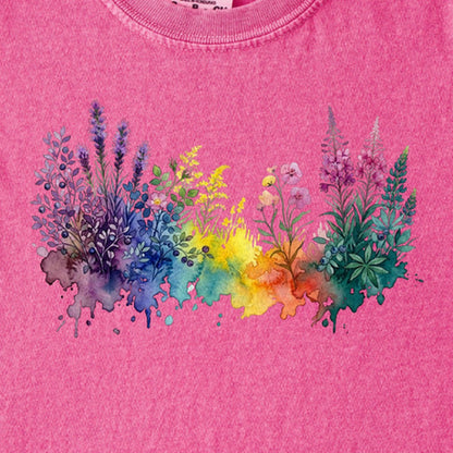 Watercolor Acadia Wildflowers Kids Cotton T-Shirt