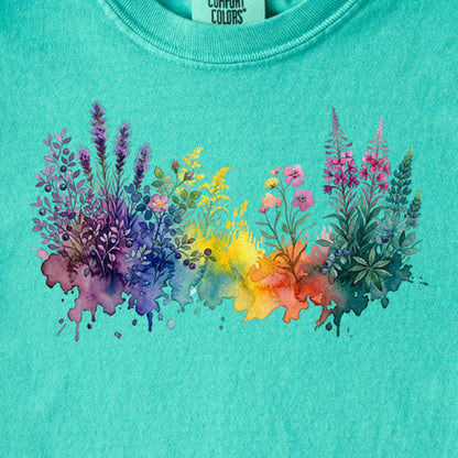 Watercolor Acadia Wildflowers Kids Cotton T-Shirt