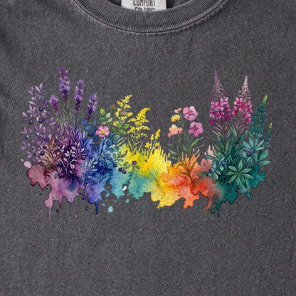 Watercolor Acadia Wildflowers Kids Cotton T-Shirt