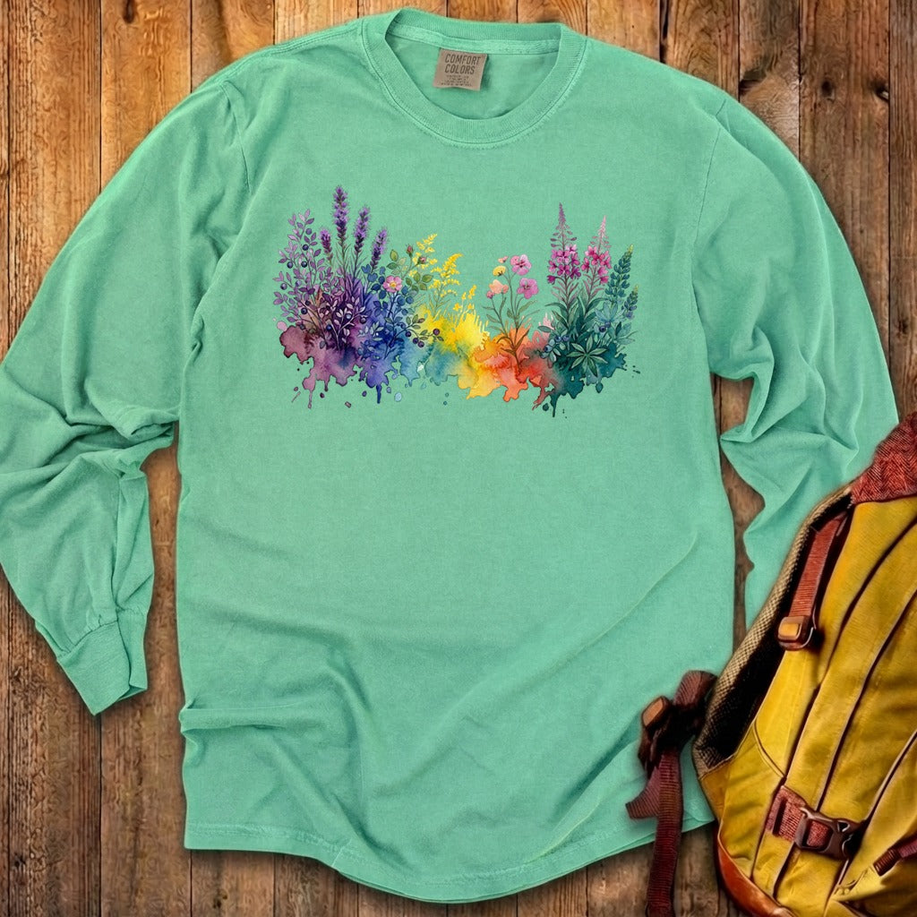 Watercolor Acadia Wildflowers Premium Long Sleeve