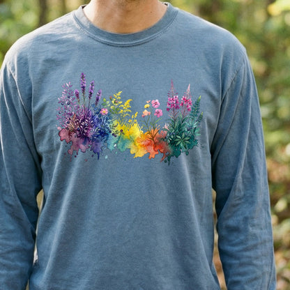 Watercolor Acadia Wildflowers Premium Long Sleeve