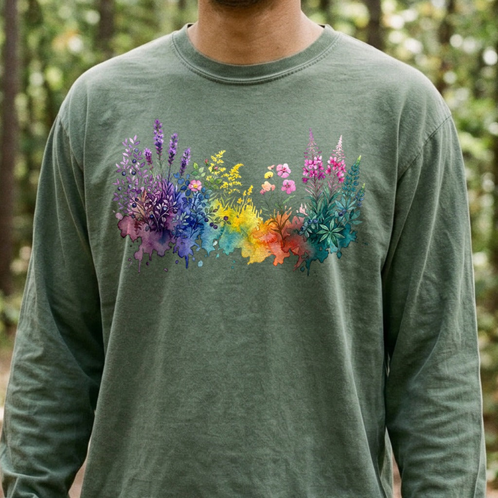 Watercolor Acadia Wildflowers Premium Long Sleeve