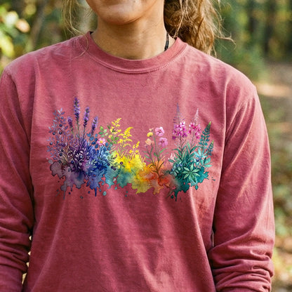 Watercolor Acadia Wildflowers Premium Long Sleeve