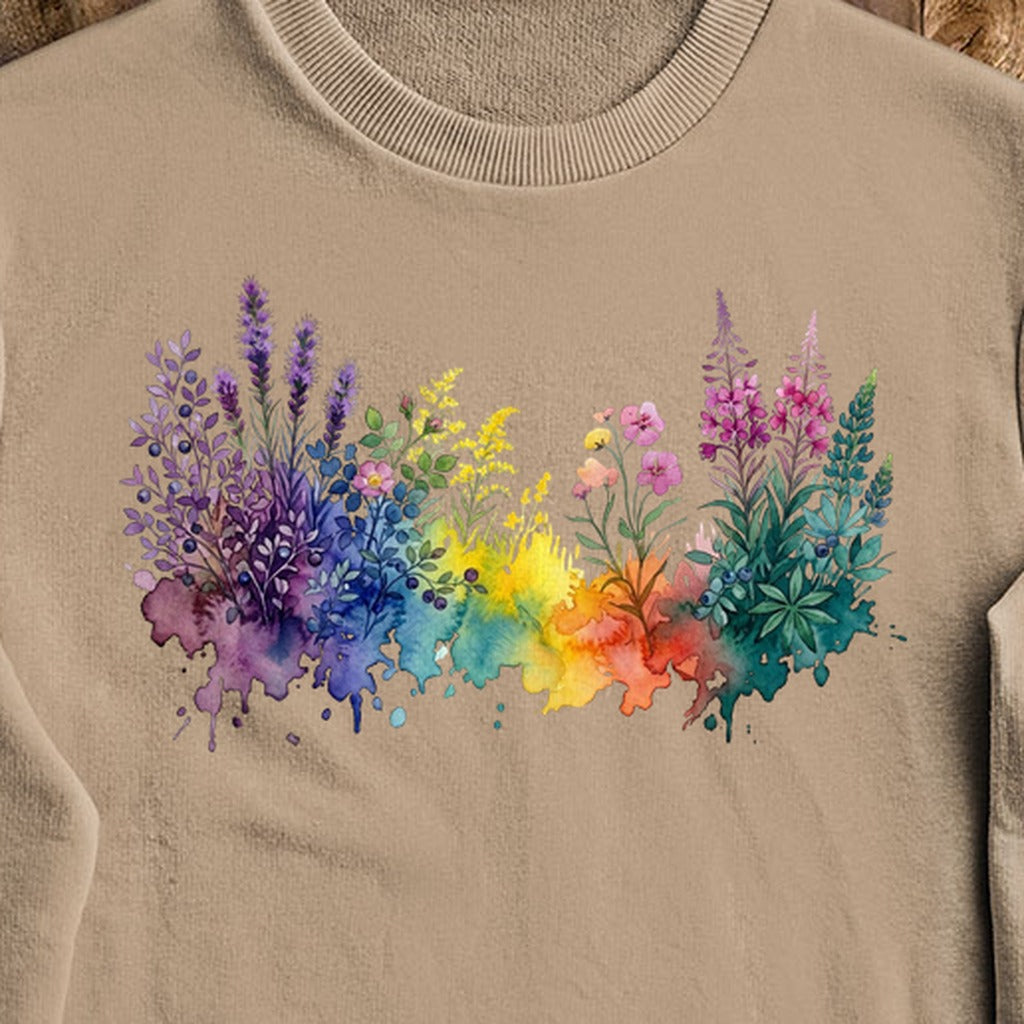 Watercolor Acadia Wildflowers Crewneck Sweatshirt