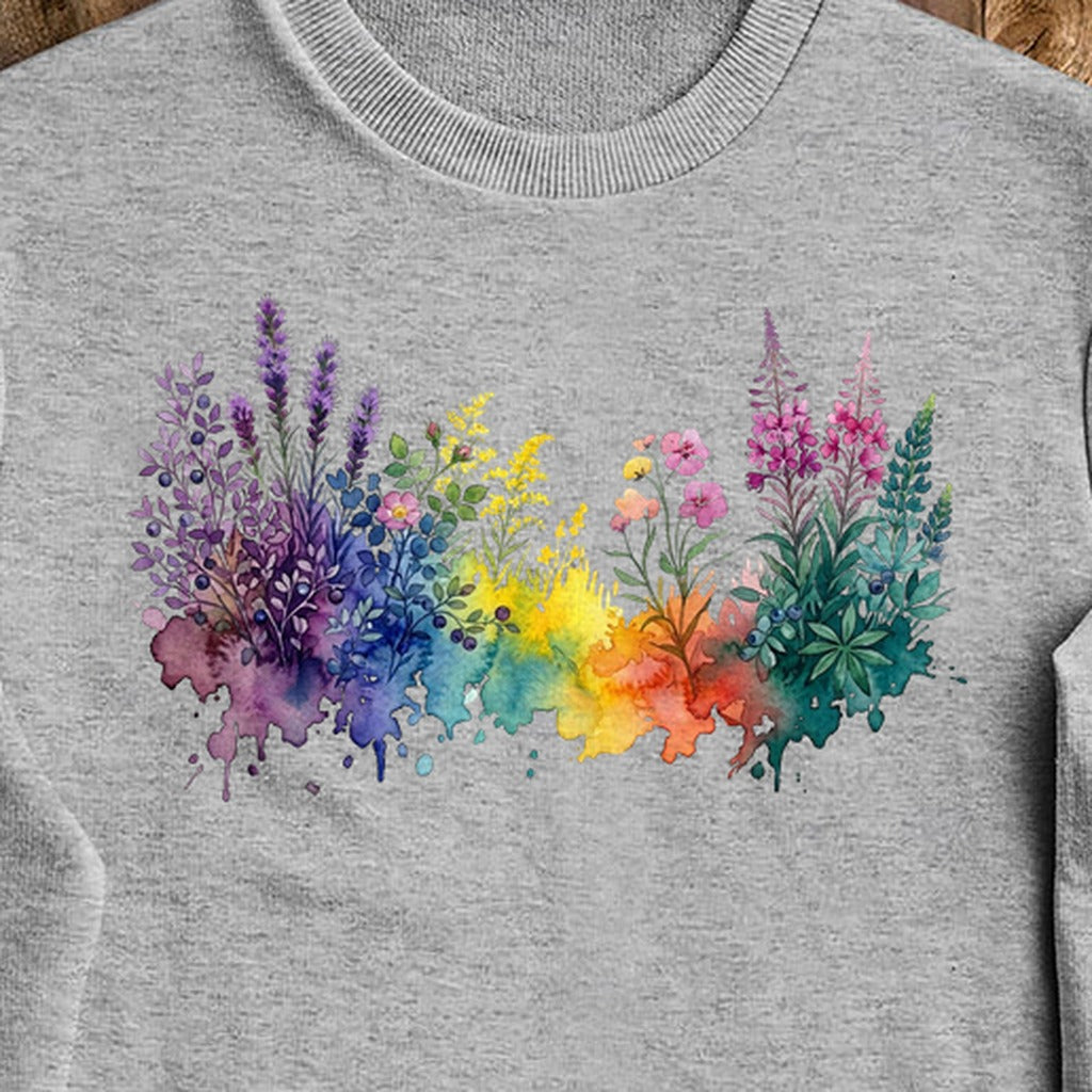 Watercolor Acadia Wildflowers Crewneck Sweatshirt