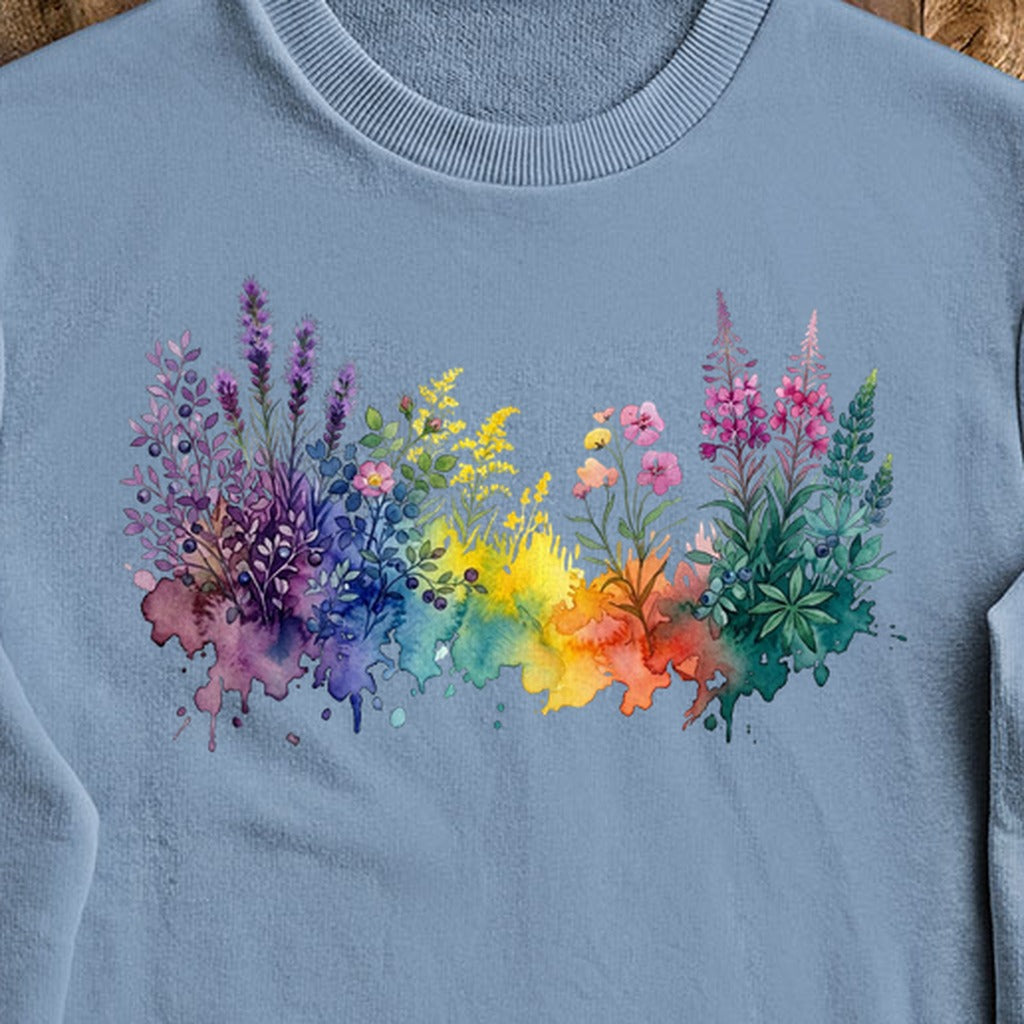 Watercolor Acadia Wildflowers Crewneck Sweatshirt