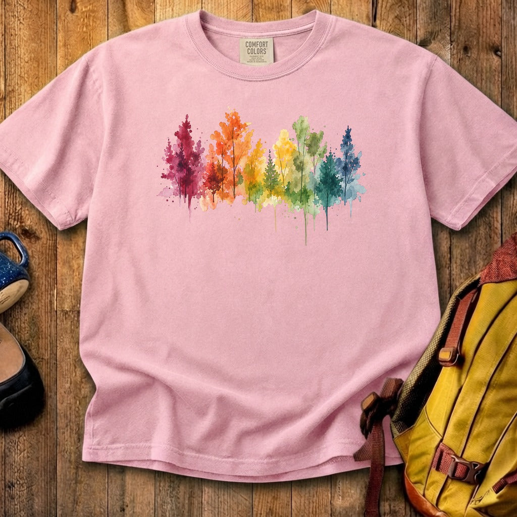 Watercolor Autumn Trees Cotton T-Shirt