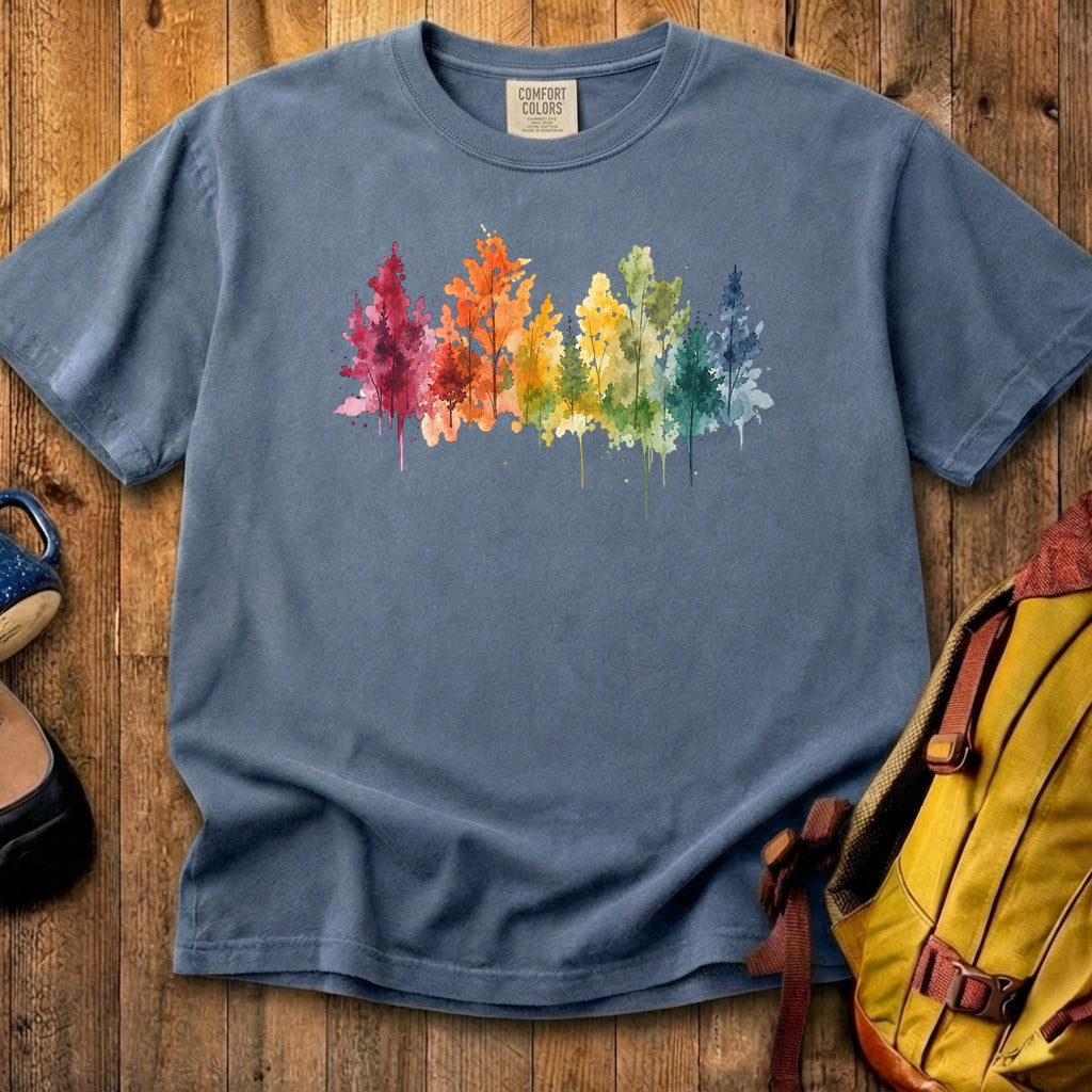 Watercolor Autumn Trees Cotton T-Shirt