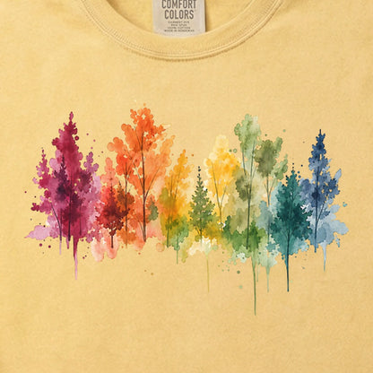 Watercolor Autumn Trees Cotton T-Shirt