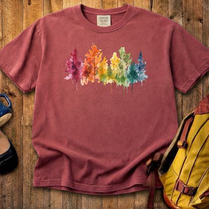 Watercolor Autumn Trees Cotton T-Shirt