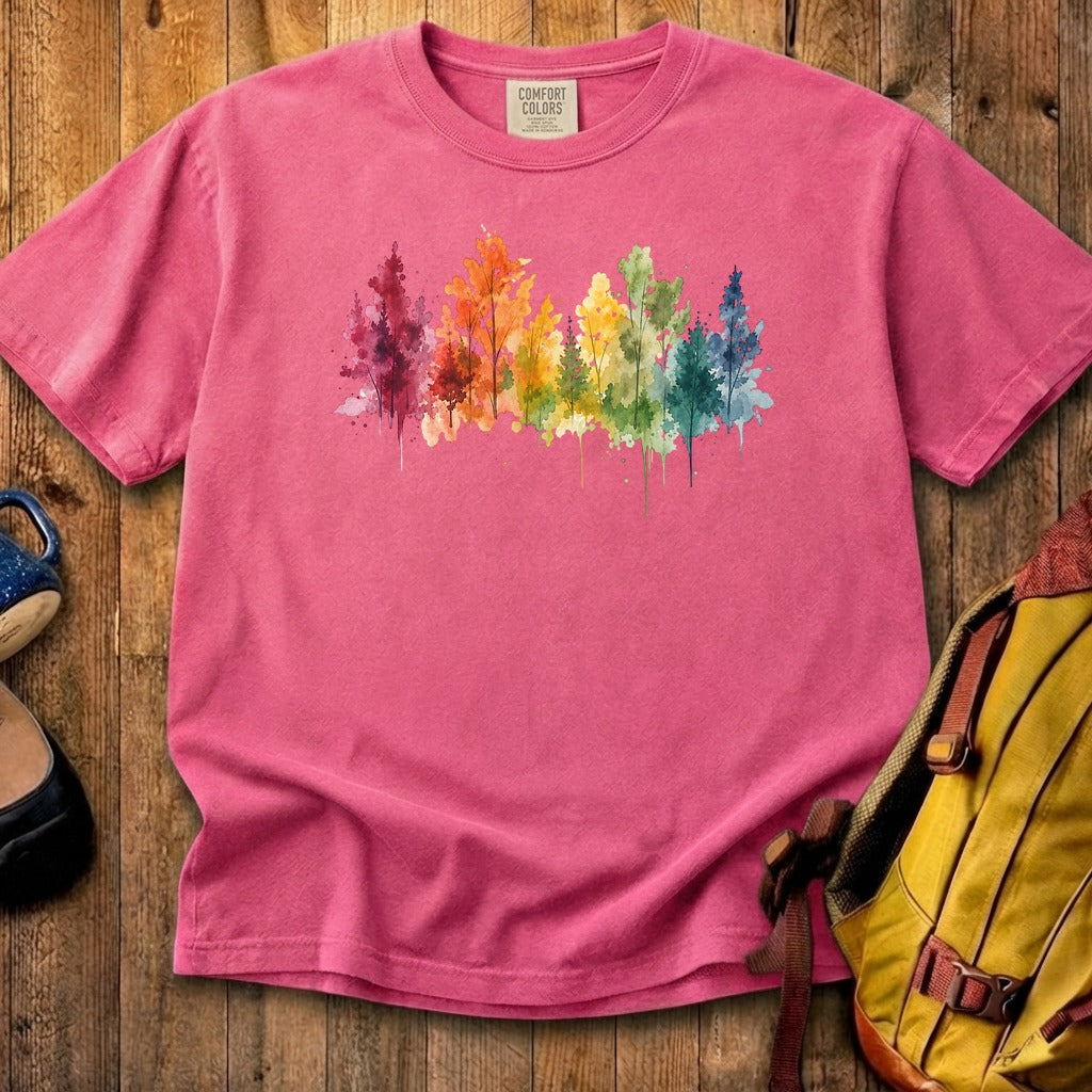 Watercolor Autumn Trees Cotton T-Shirt