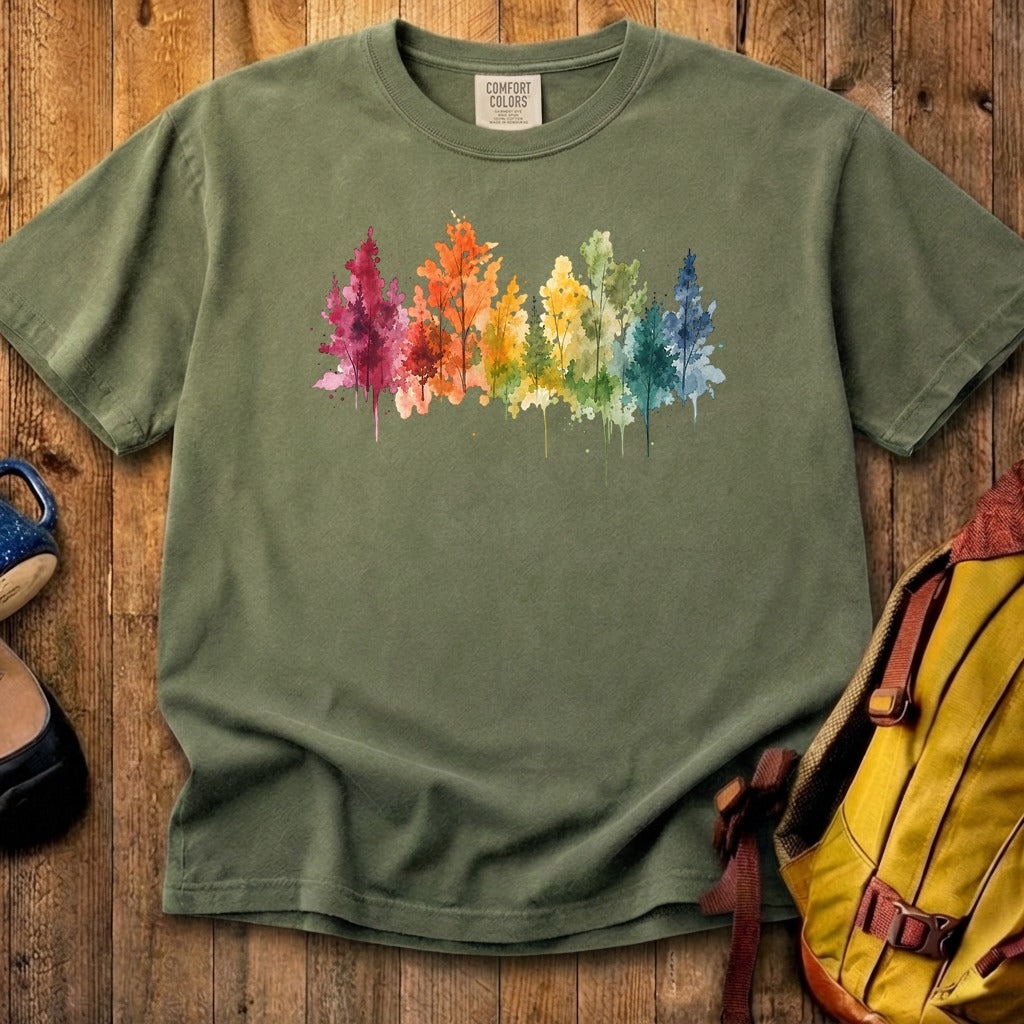 Watercolor Autumn Trees Cotton T-Shirt