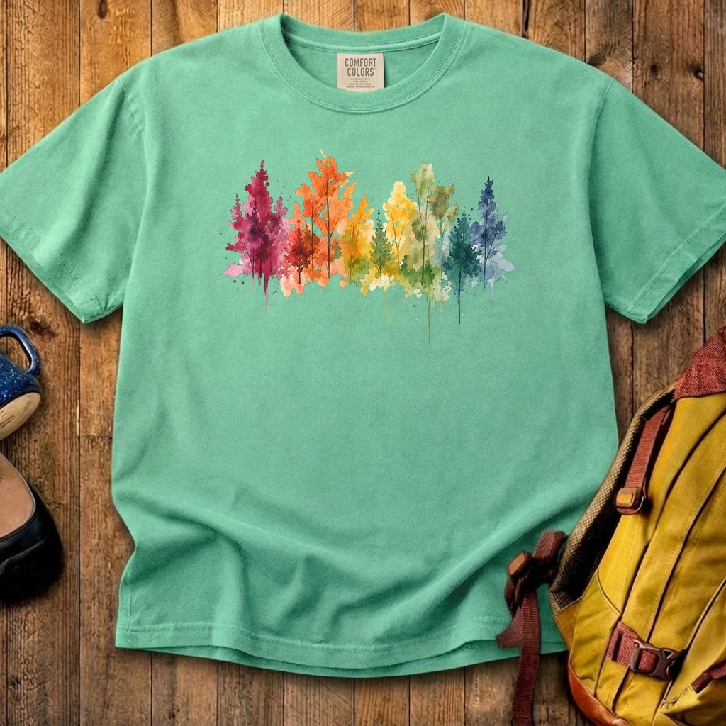 Watercolor Autumn Trees Cotton T-Shirt
