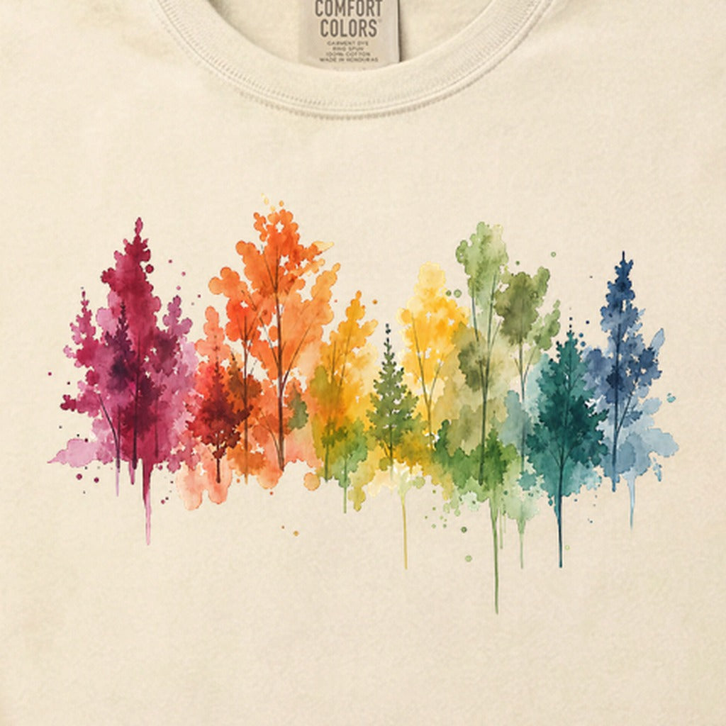 Watercolor Autumn Trees Cotton T-Shirt
