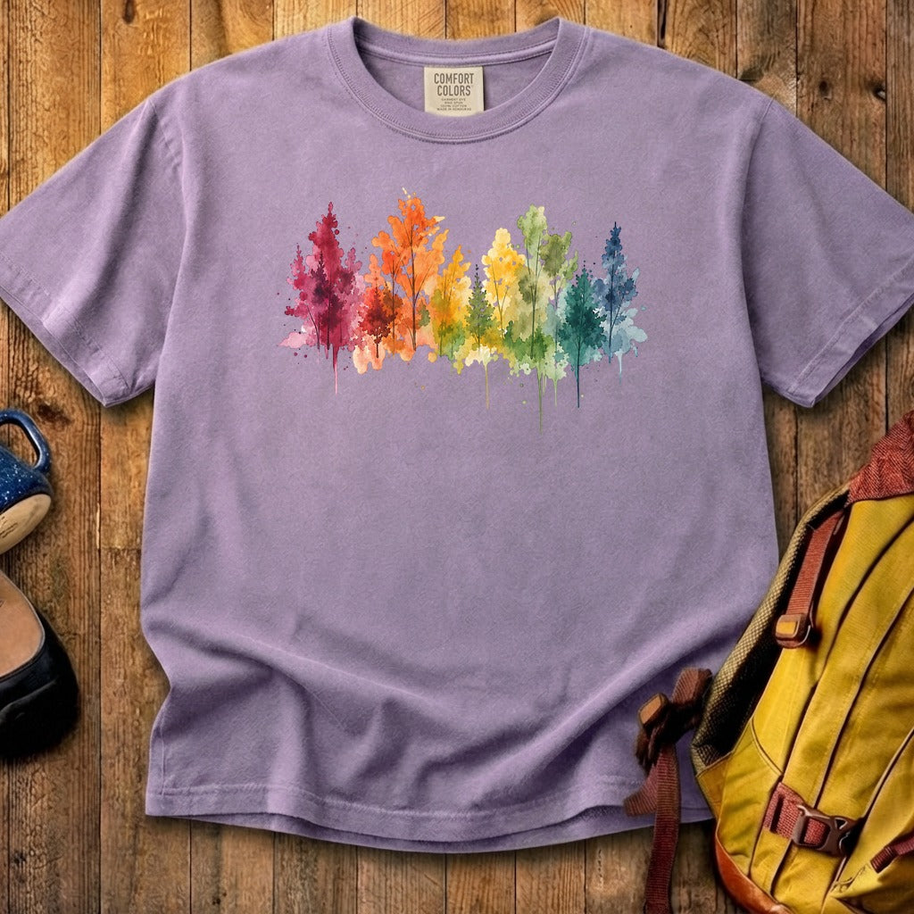 Watercolor Autumn Trees Cotton T-Shirt