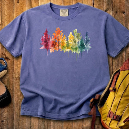 Watercolor Autumn Trees Cotton T-Shirt