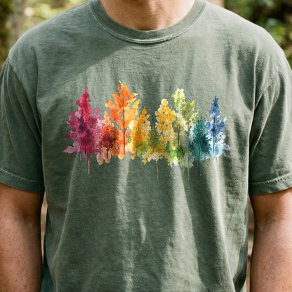 Watercolor Autumn Trees Cotton T-Shirt