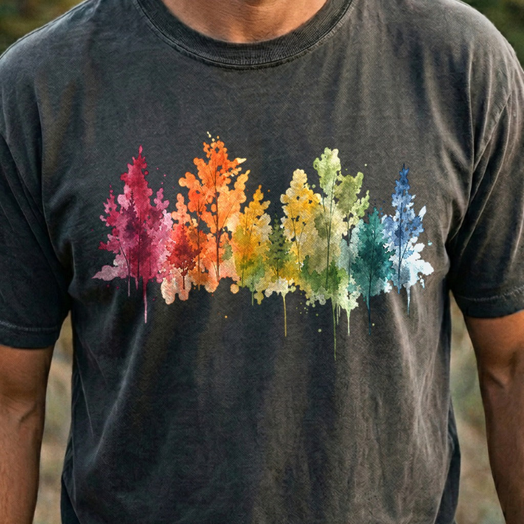 Watercolor Autumn Trees Cotton T-Shirt