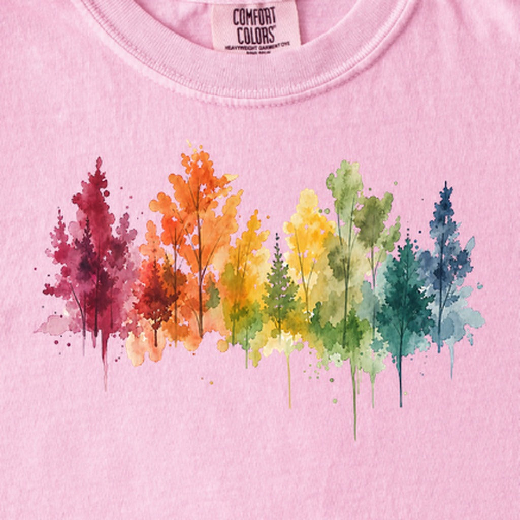 Watercolor Autumn Trees Kids Cotton T-Shirt