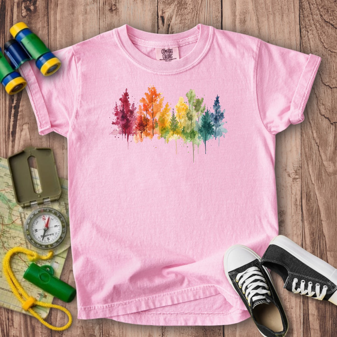 Watercolor Autumn Trees Kids Cotton T-Shirt