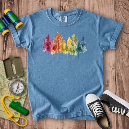 Watercolor Autumn Trees Kids Cotton T-Shirt
