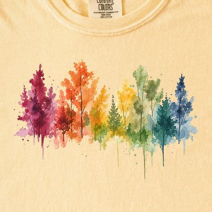 Watercolor Autumn Trees Kids Cotton T-Shirt