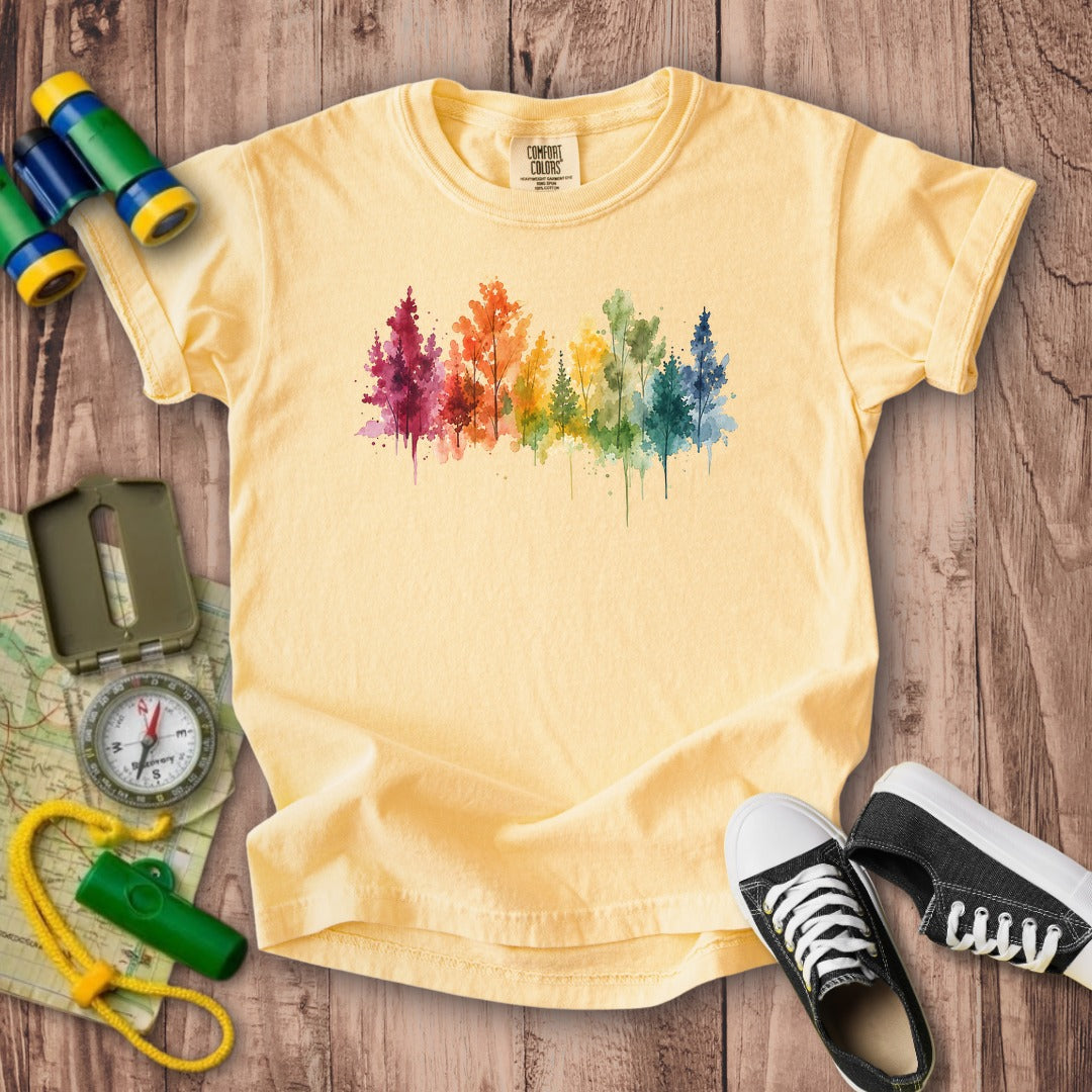 Watercolor Autumn Trees Kids Cotton T-Shirt