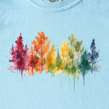 Watercolor Autumn Trees Kids Cotton T-Shirt