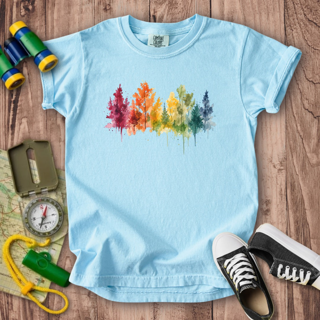 Watercolor Autumn Trees Kids Cotton T-Shirt