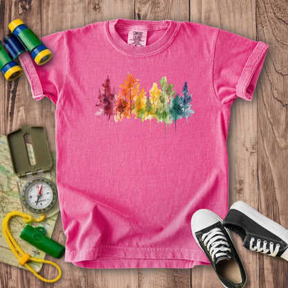 Watercolor Autumn Trees Kids Cotton T-Shirt