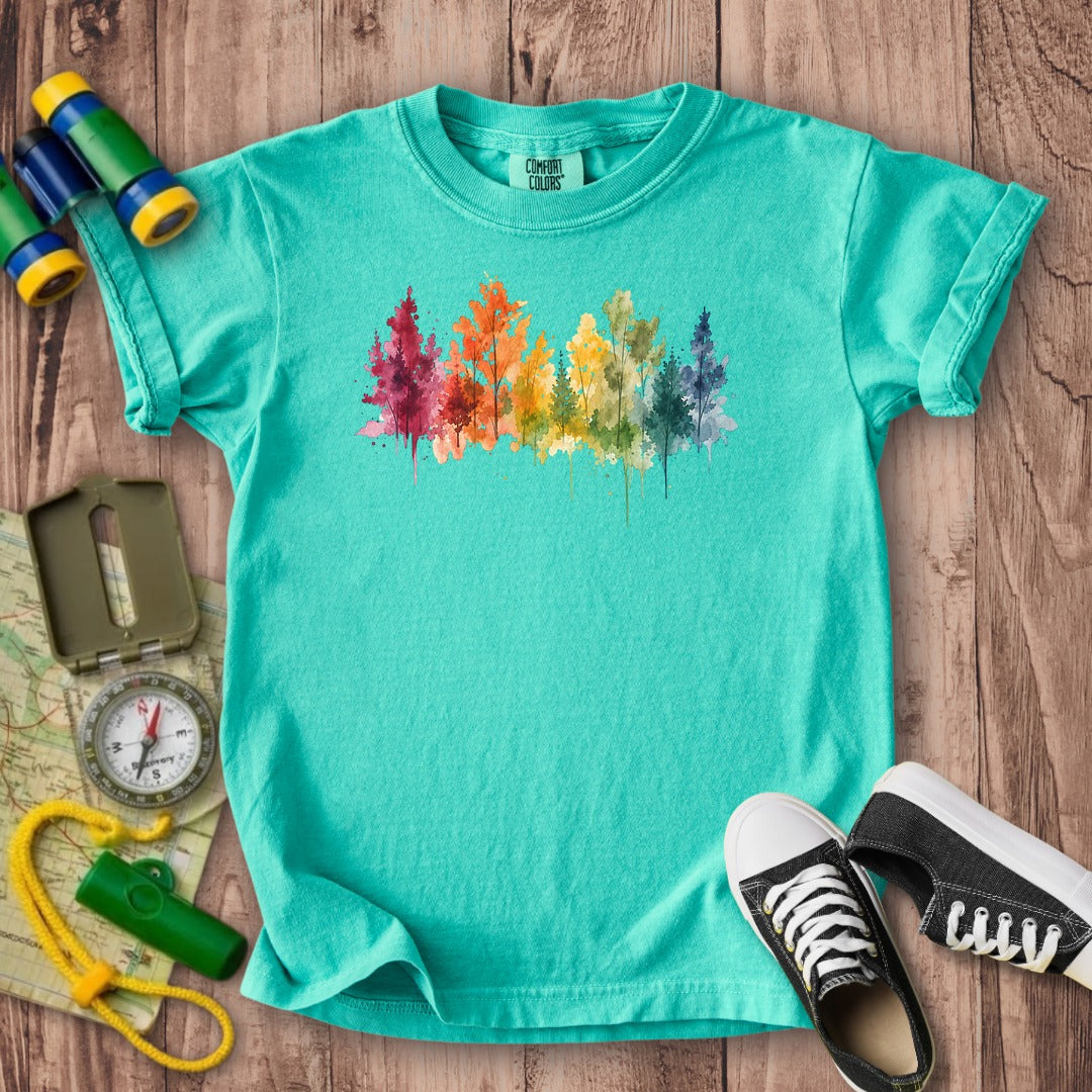 Watercolor Autumn Trees Kids Cotton T-Shirt