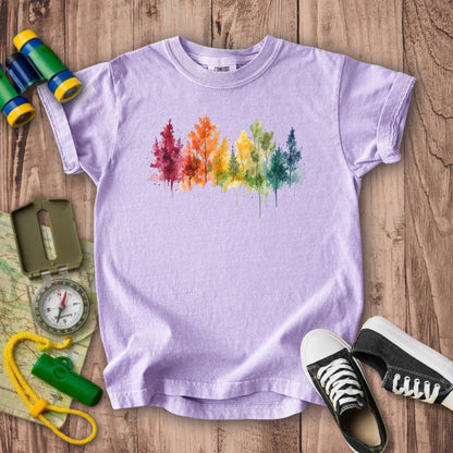 Watercolor Autumn Trees Kids Cotton T-Shirt
