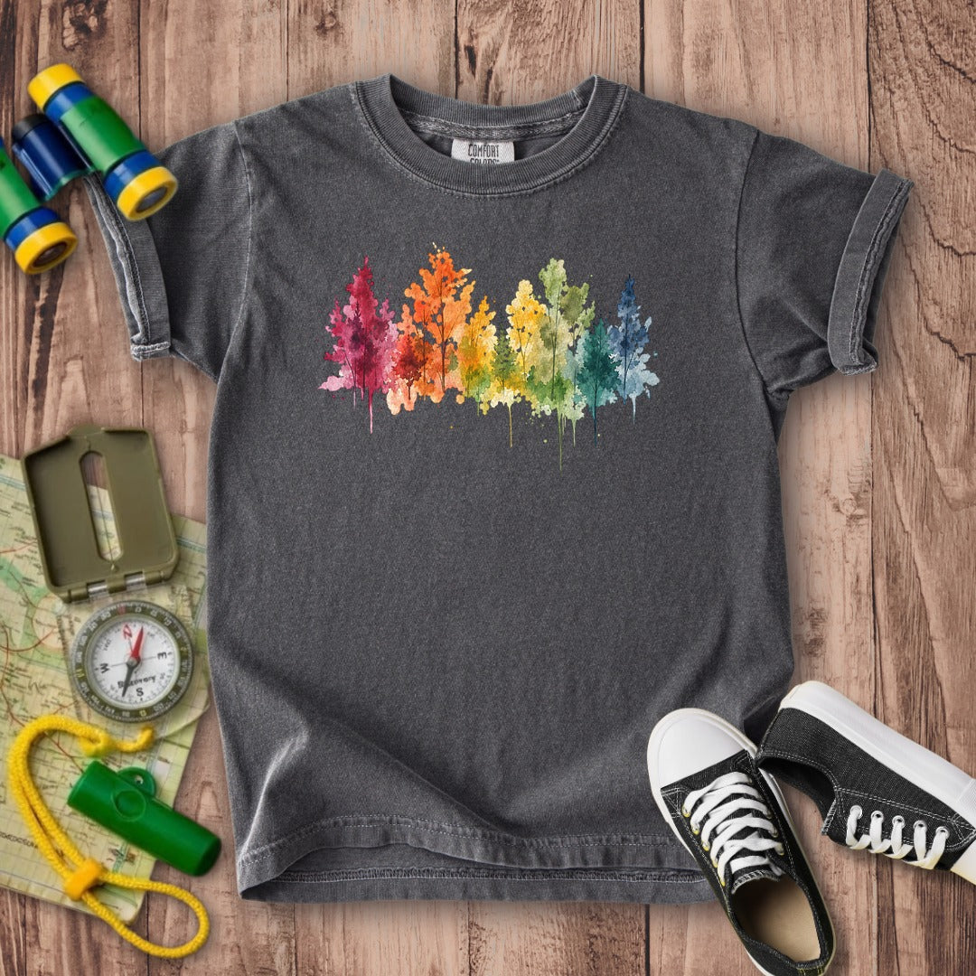 Watercolor Autumn Trees Kids Cotton T-Shirt