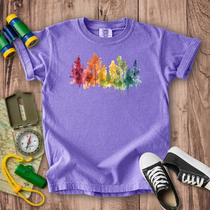 Watercolor Autumn Trees Kids Cotton T-Shirt