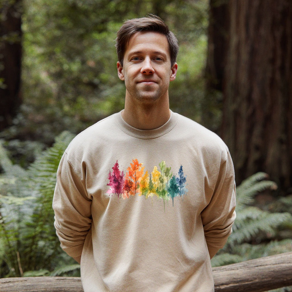 Watercolor Autumn Trees Crewneck Sweatshirt