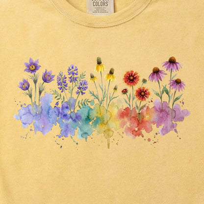 Watercolor Badlands Wildflowers Cotton T-Shirt