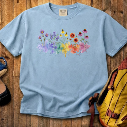Watercolor Badlands Wildflowers Cotton T-Shirt