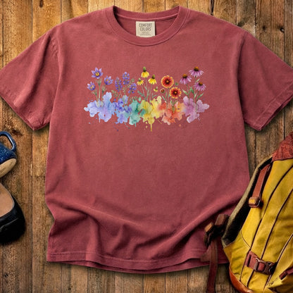 Watercolor Badlands Wildflowers Cotton T-Shirt