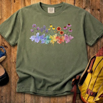 Watercolor Badlands Wildflowers Cotton T-Shirt
