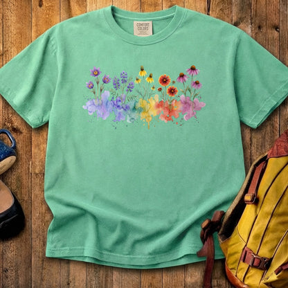 Watercolor Badlands Wildflowers Cotton T-Shirt