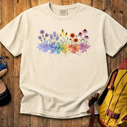Watercolor Badlands Wildflowers Cotton T-Shirt