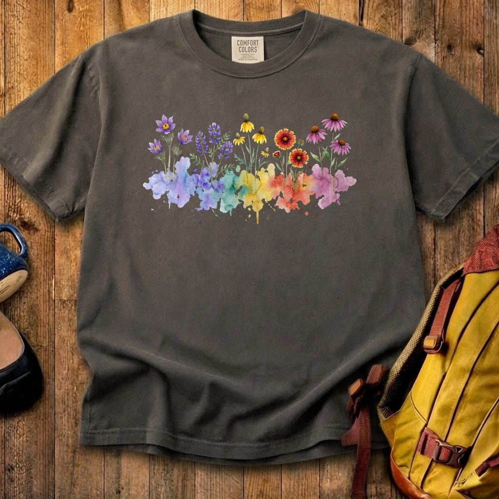 Watercolor Badlands Wildflowers Cotton T-Shirt