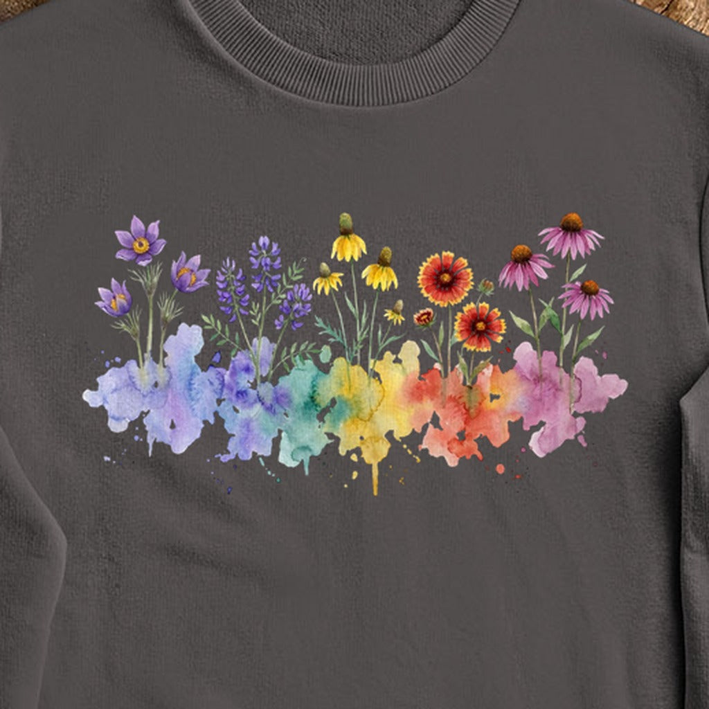 Watercolor Badlands Wildflowers Crewneck Sweatshirt