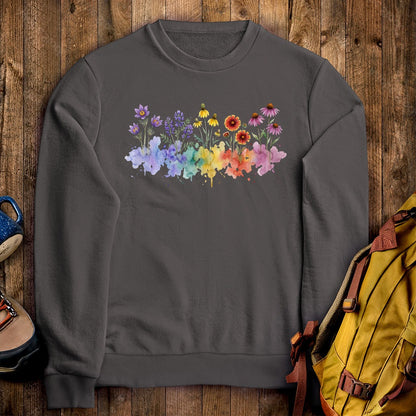 Watercolor Badlands Wildflowers Crewneck Sweatshirt