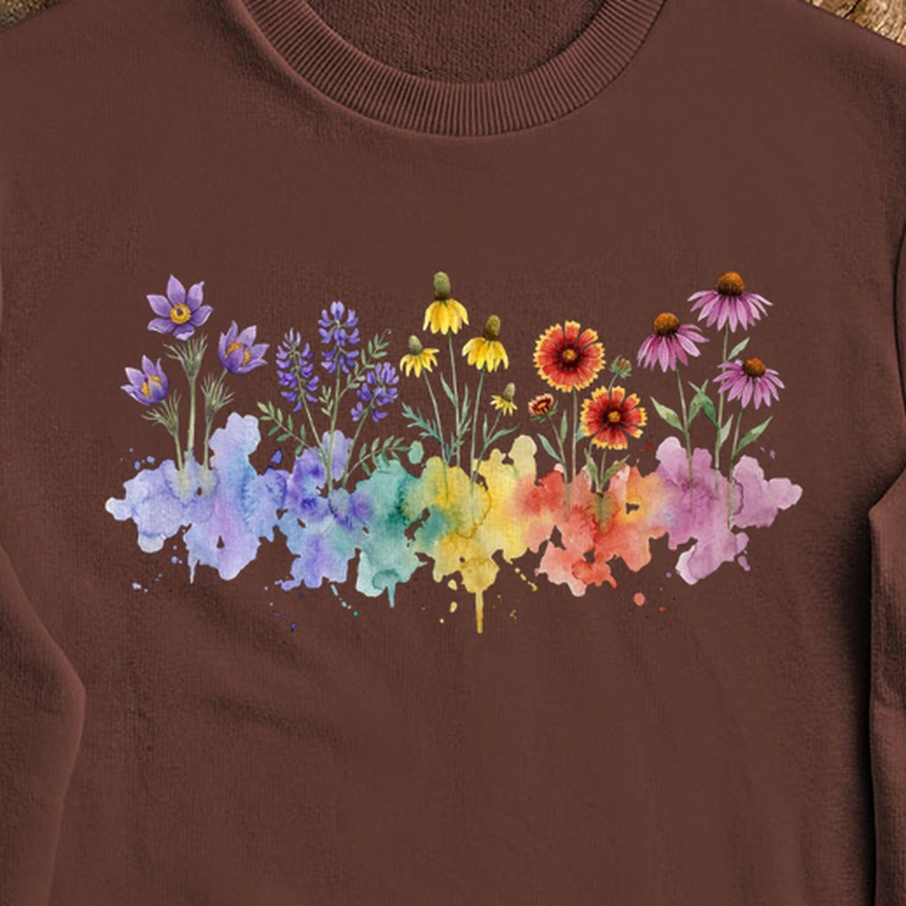 Watercolor Badlands Wildflowers Crewneck Sweatshirt