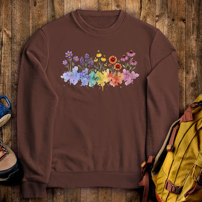 Watercolor Badlands Wildflowers Crewneck Sweatshirt