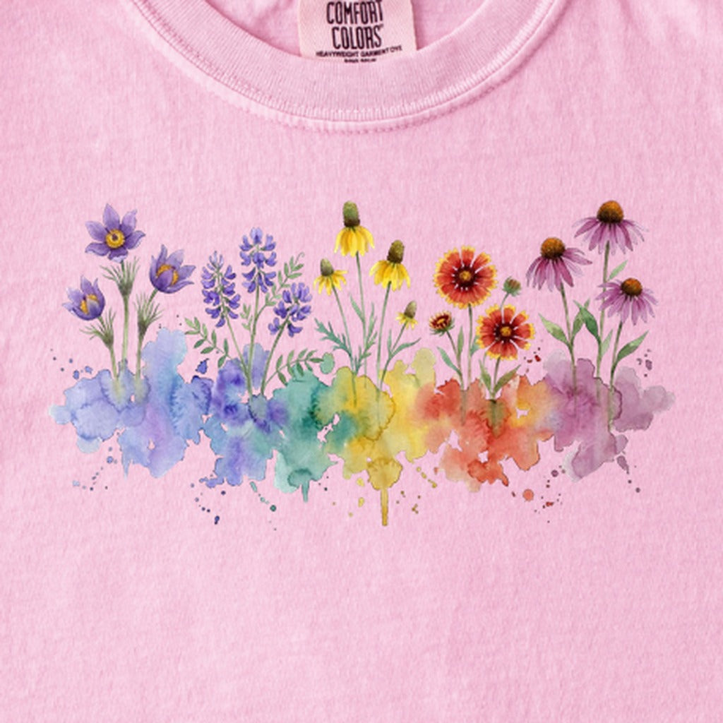 Watercolor Badlands Wildflowers Kids Cotton T-Shirt